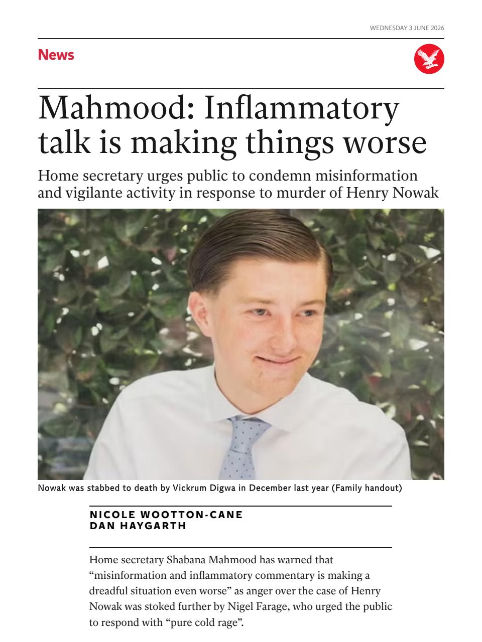 The Independent Daily Edition Newspaper Preview Pages