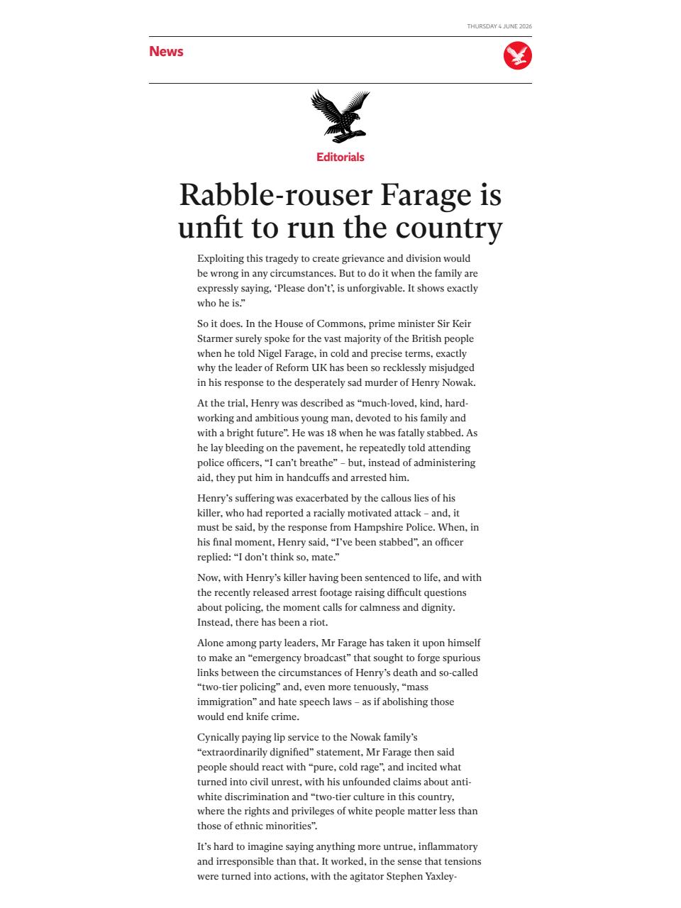 The Independent Daily Edition Newspaper Preview Pages
