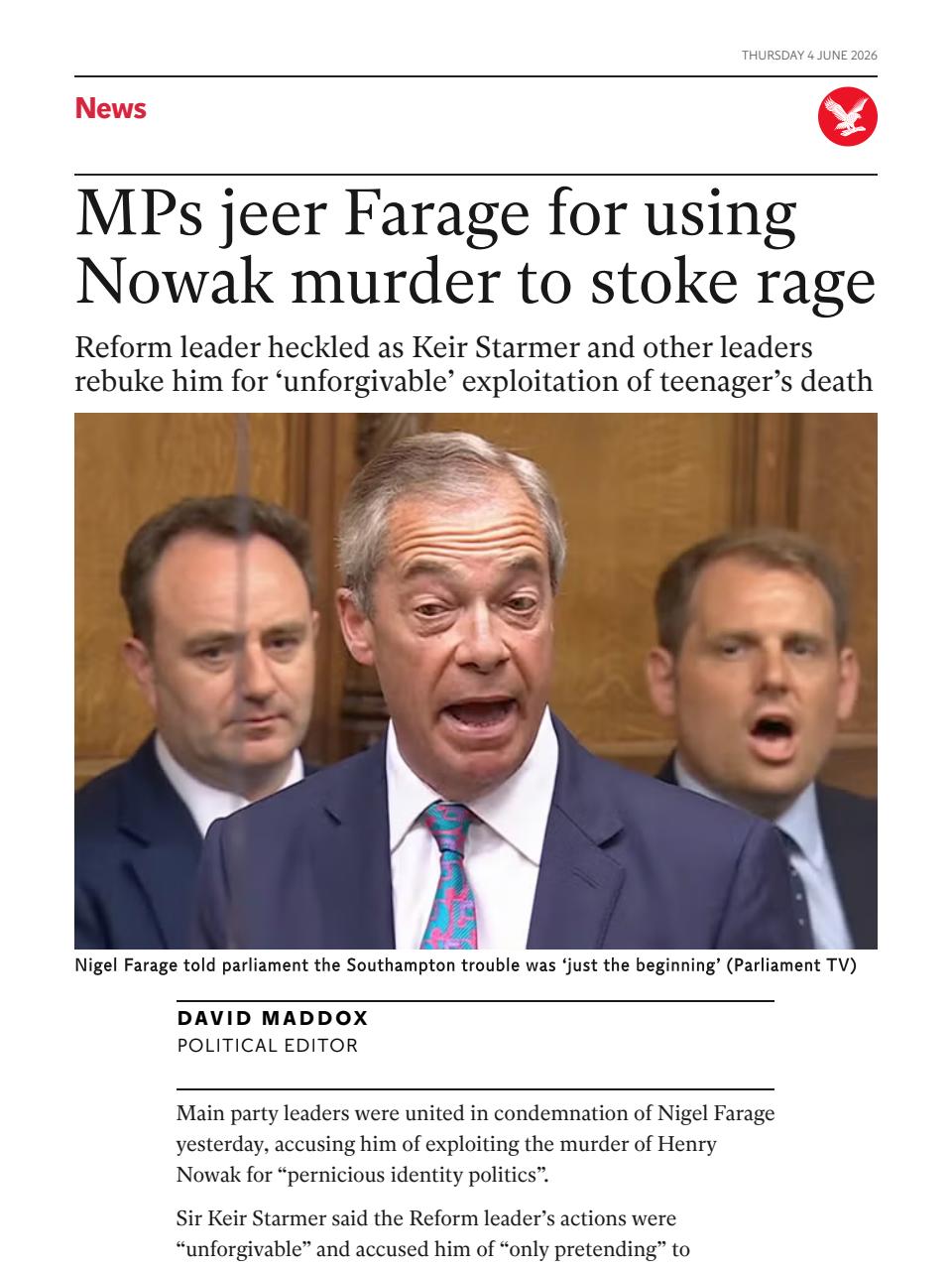 The Independent Daily Edition Newspaper Preview Pages