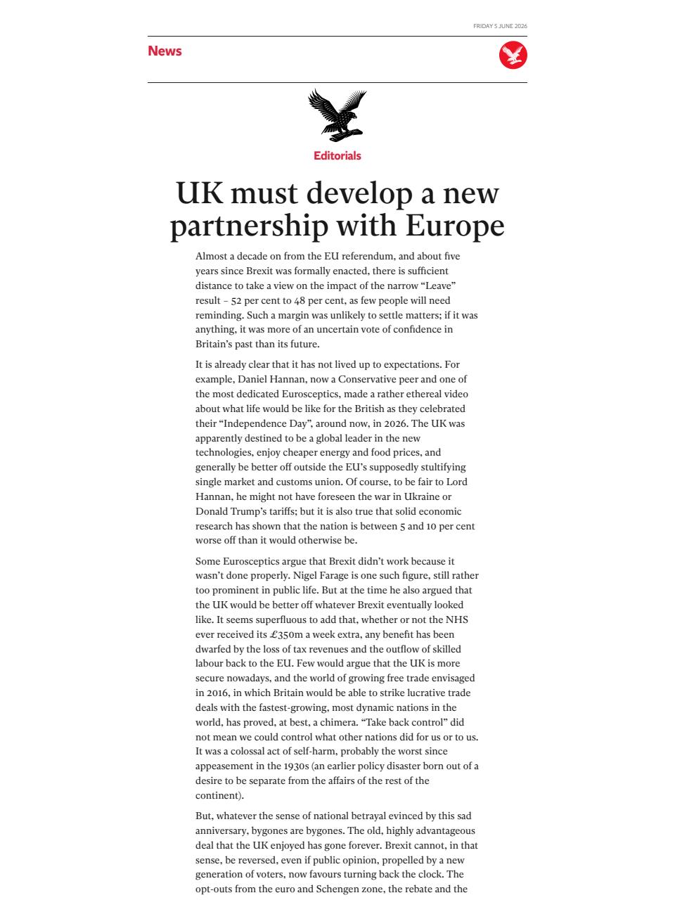 The Independent Daily Edition Newspaper Preview Pages