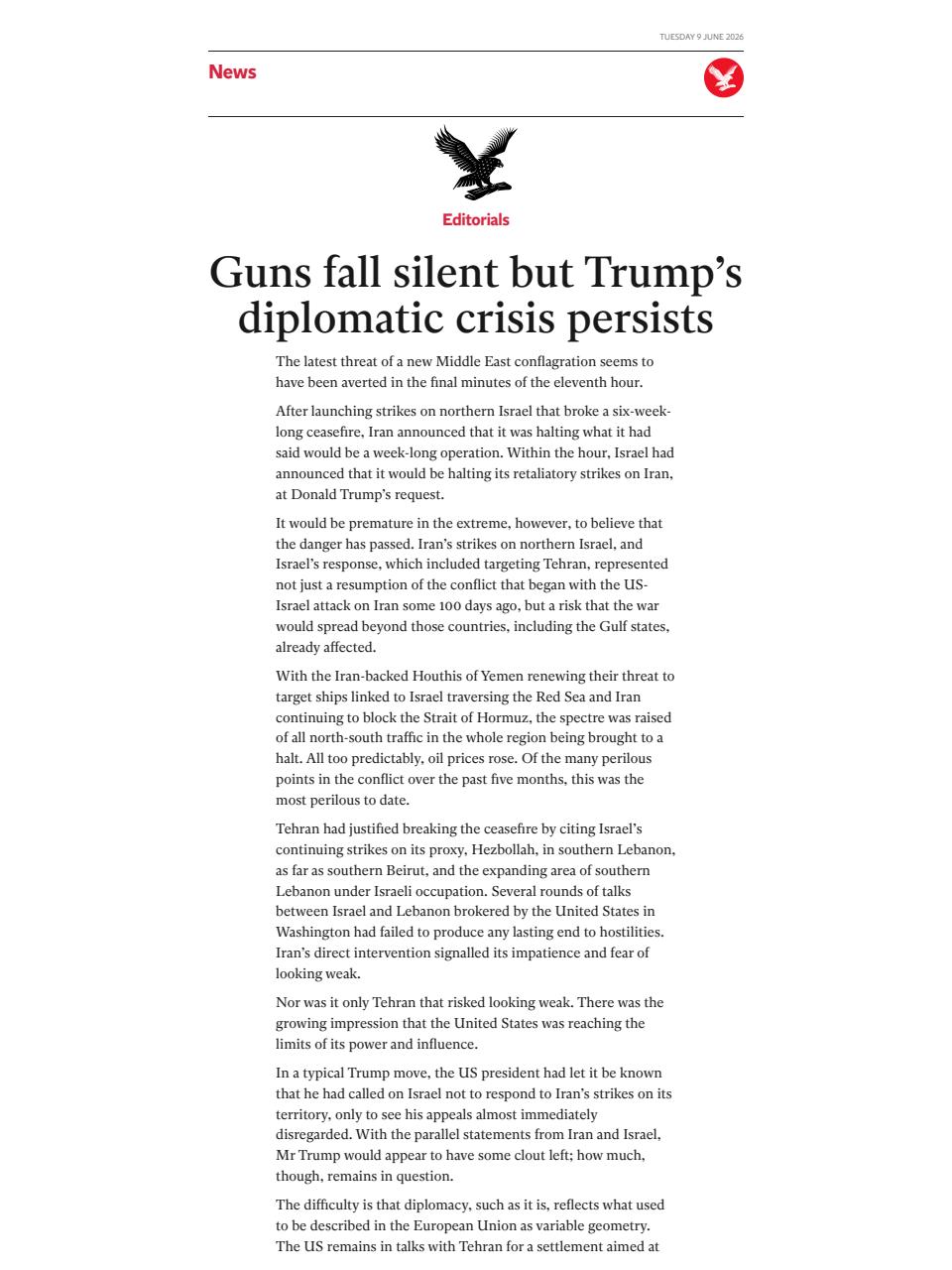 The Independent Daily Edition Newspaper Preview Pages
