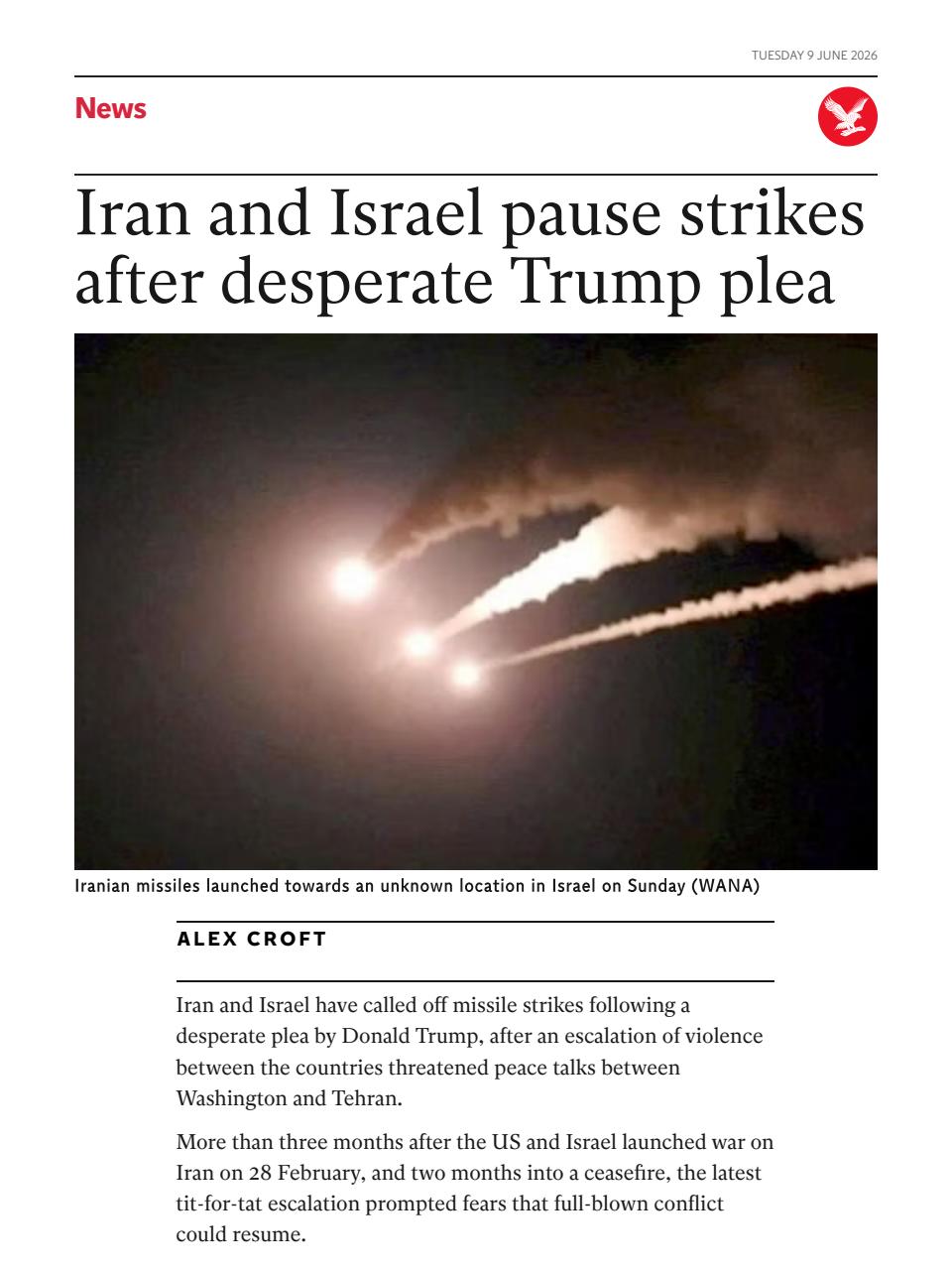 The Independent Daily Edition Newspaper Preview Pages