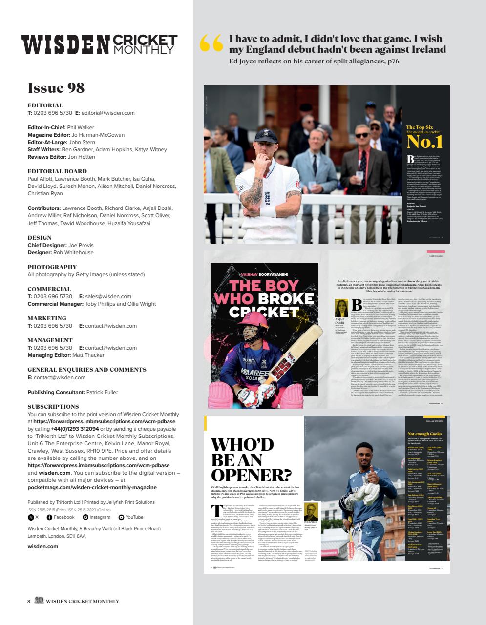 Wisden Cricket Monthly Preview Pages
