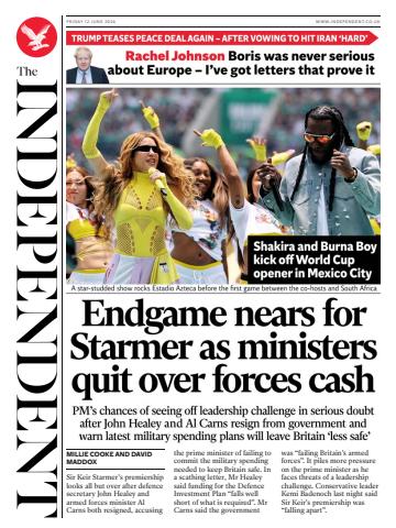 The Independent Daily Edition Newspaper issue Friday, 12 June 2026