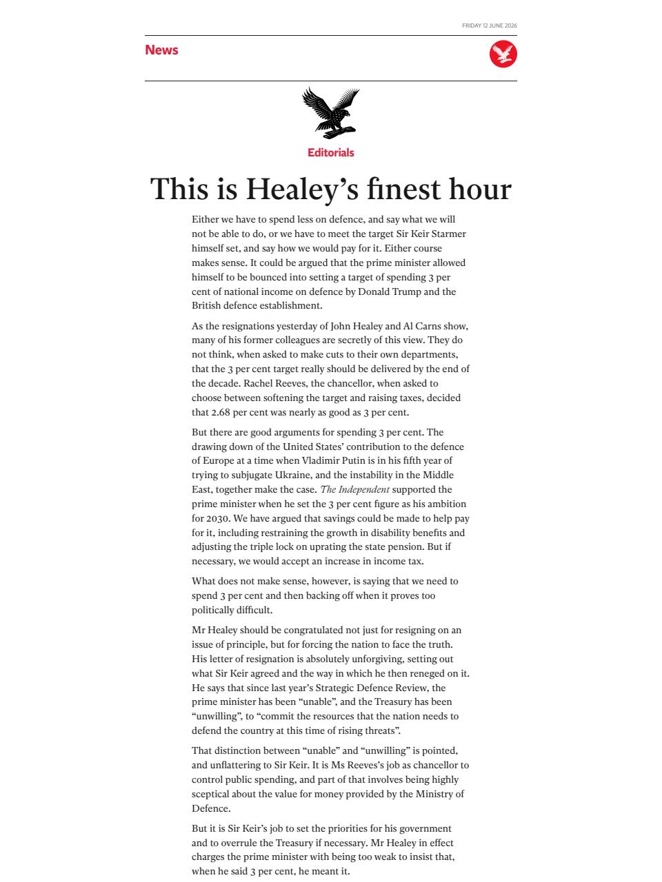The Independent Daily Edition Newspaper Preview Pages