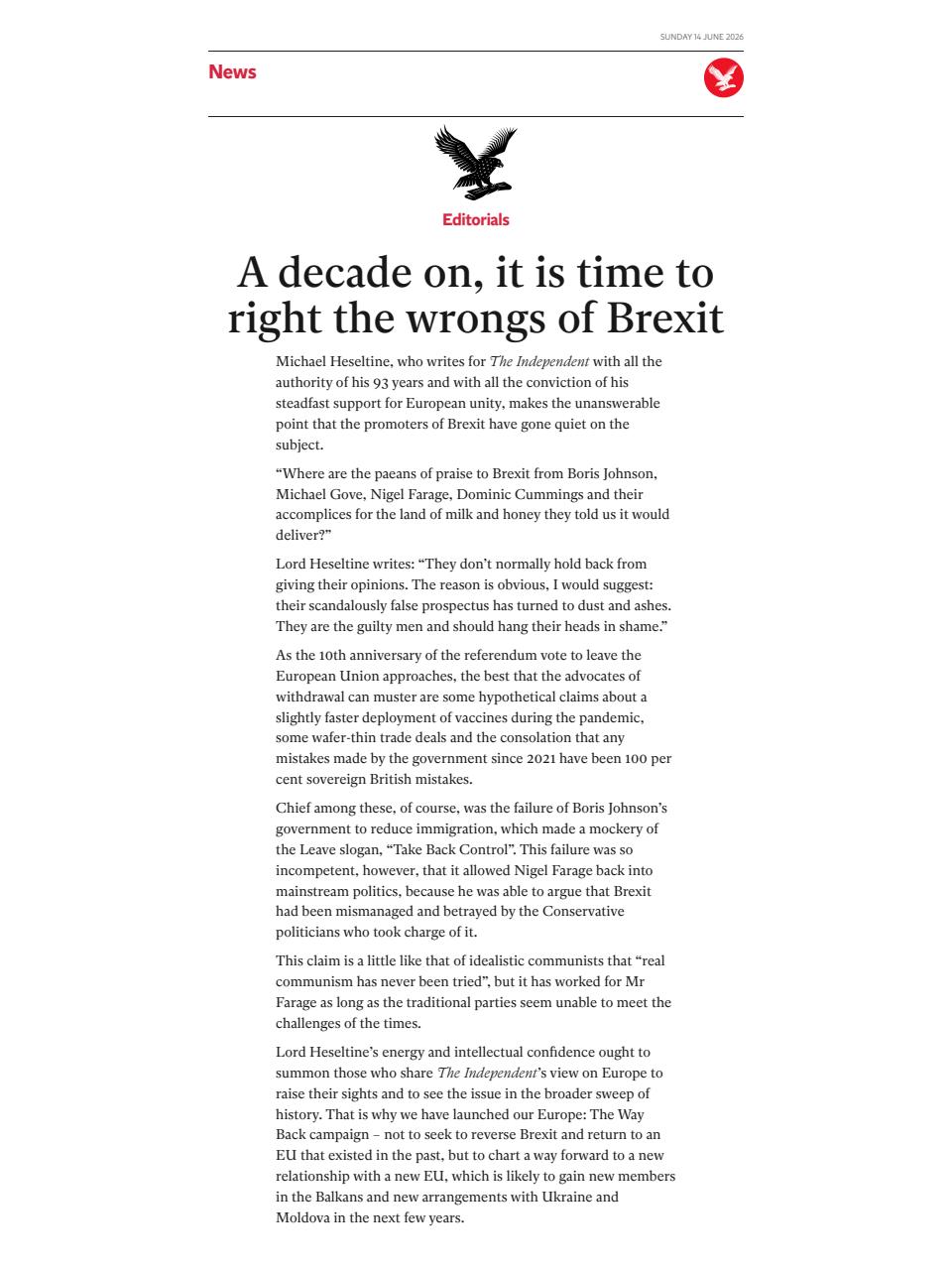 The Independent Daily Edition Newspaper Preview Pages