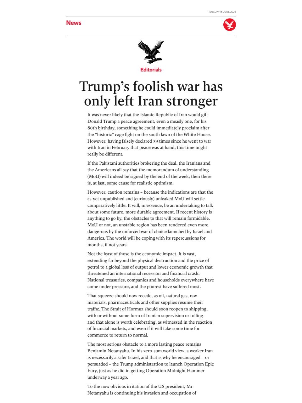 The Independent Daily Edition Newspaper Preview Pages