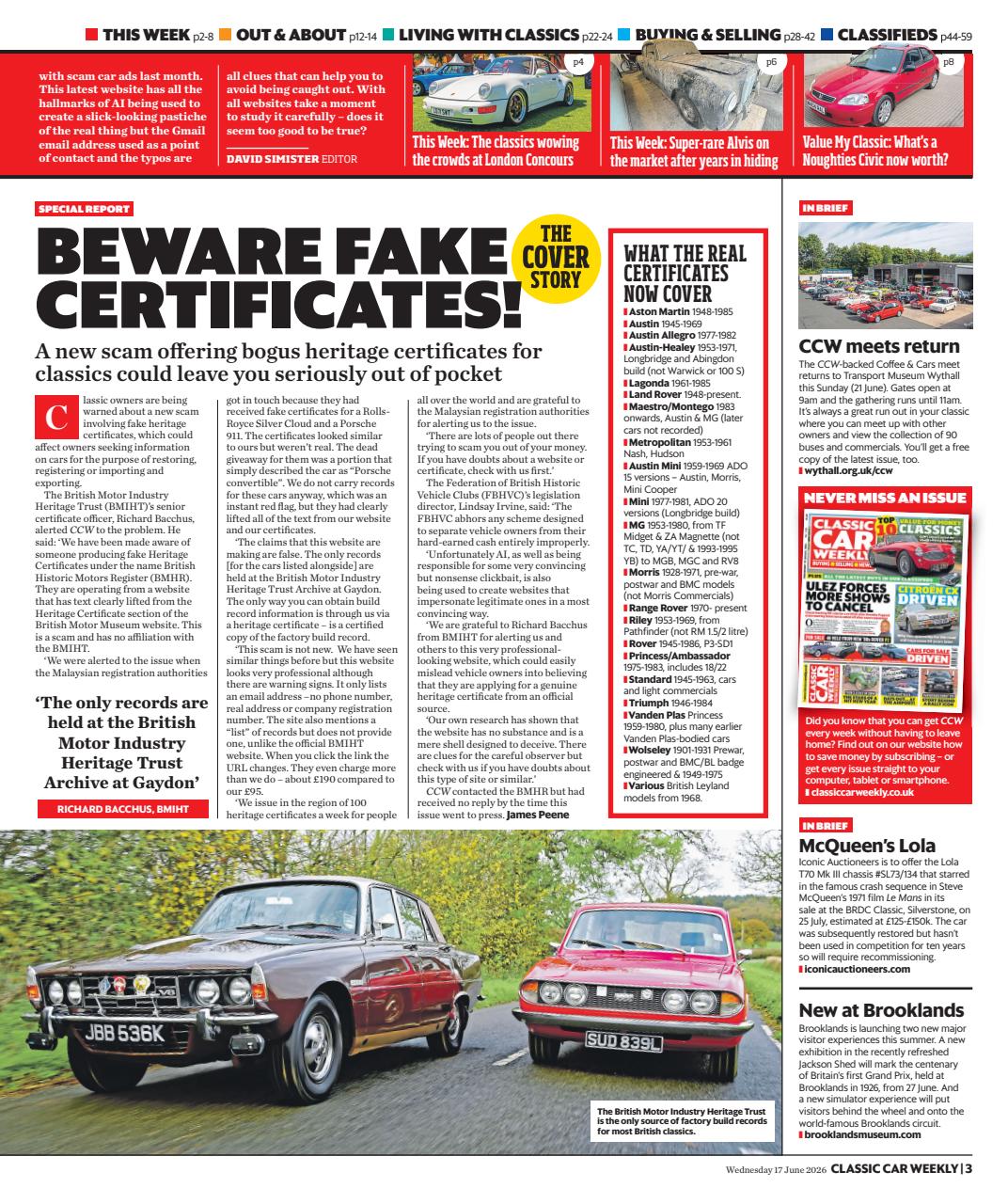 Classic Car Weekly Preview Pages