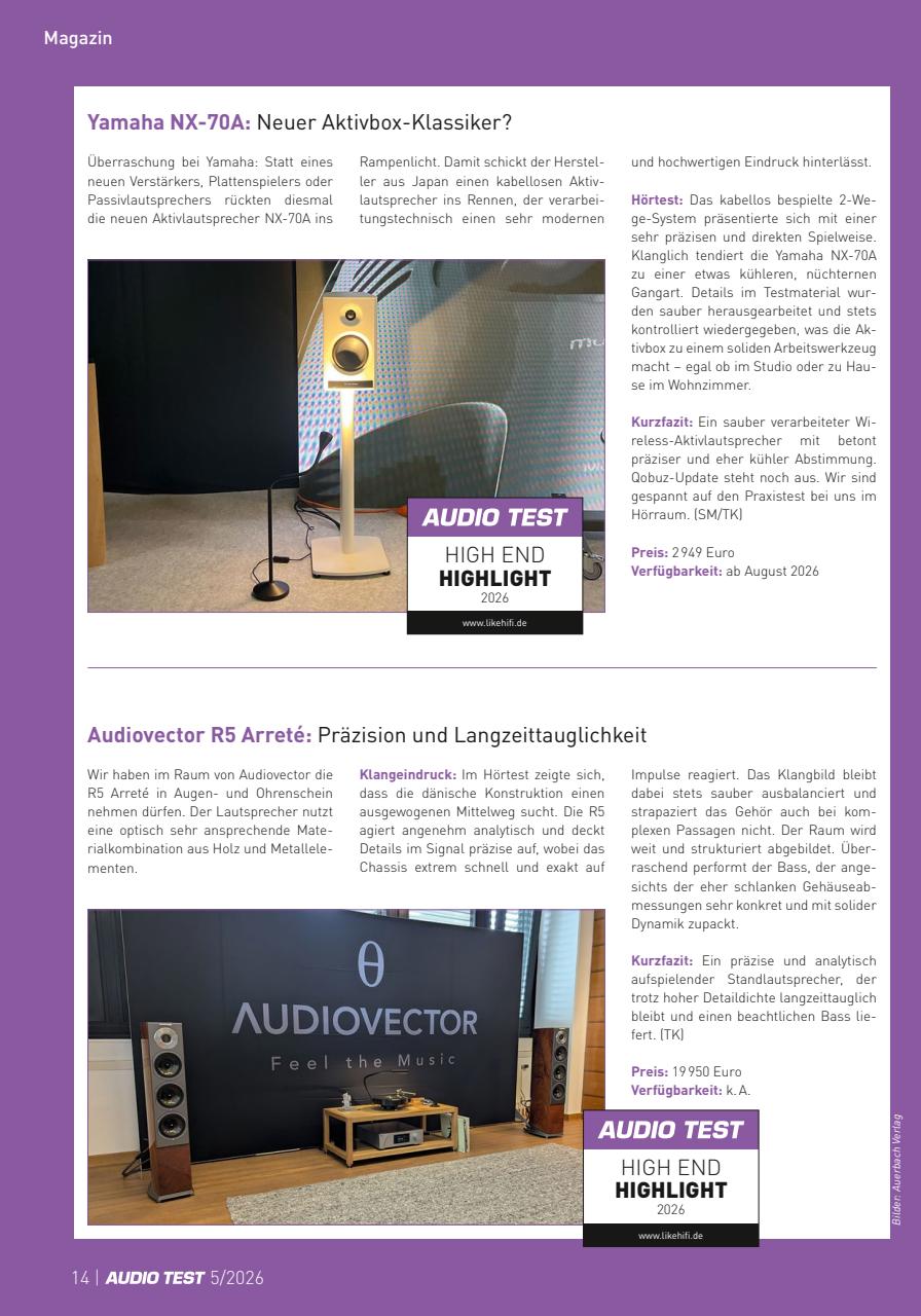 Audio Test Preview Pages