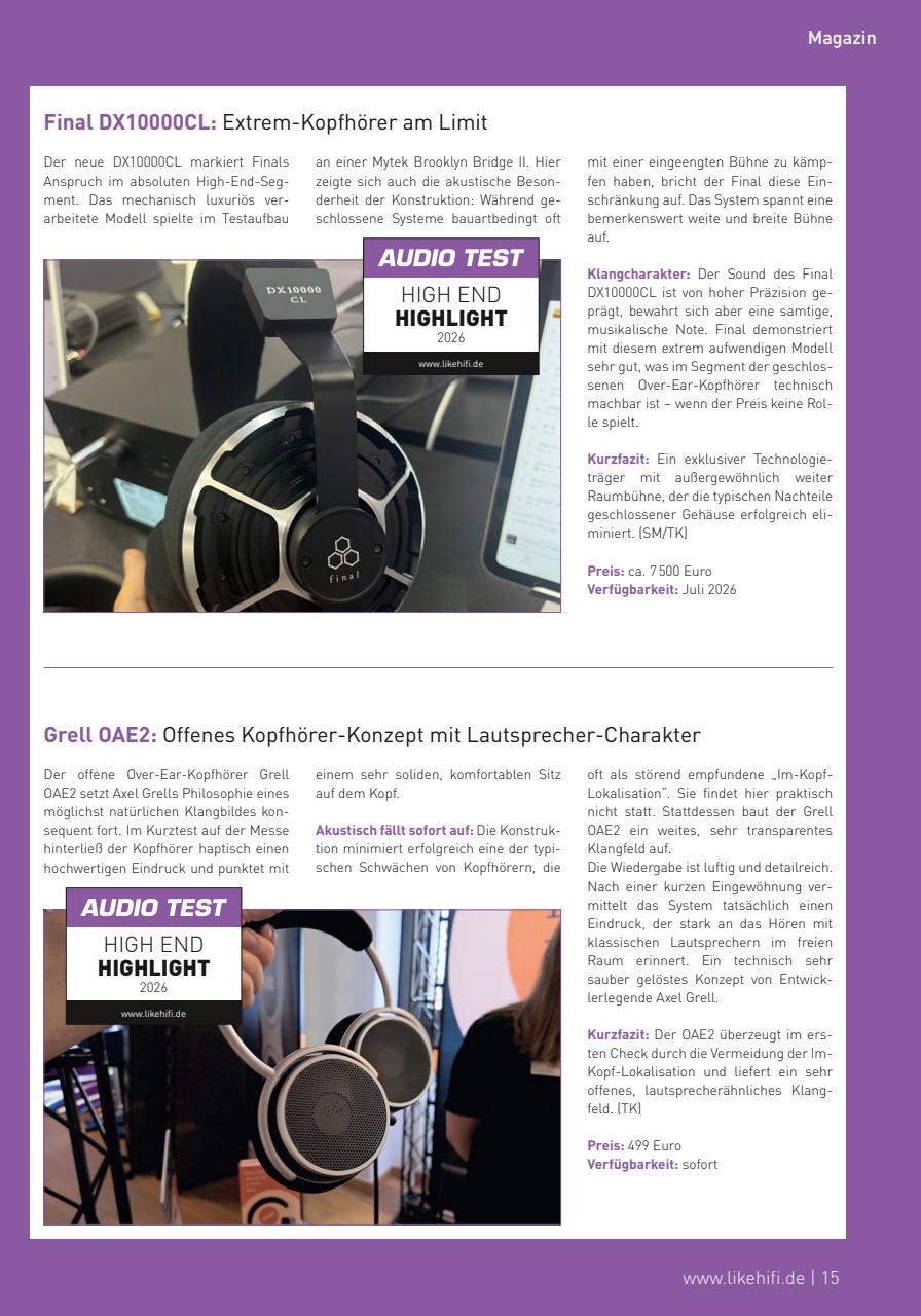 Audio Test Preview Pages