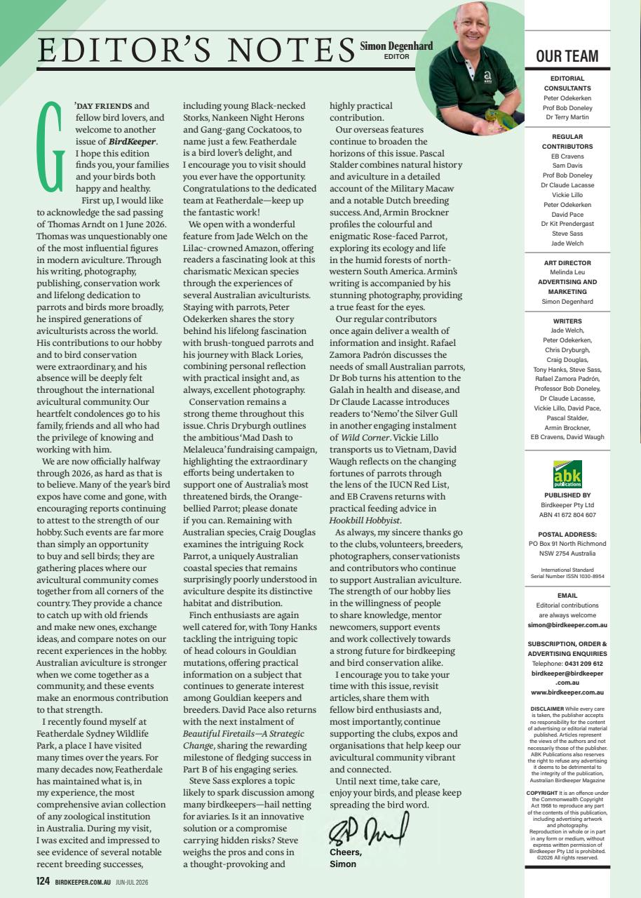 Australian Birdkeeper Magazine Preview Pages