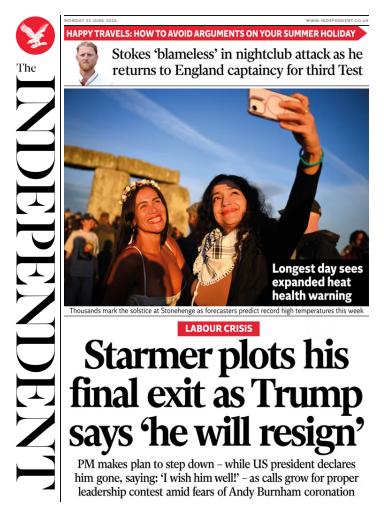The Independent Daily Edition Newspaper issue 