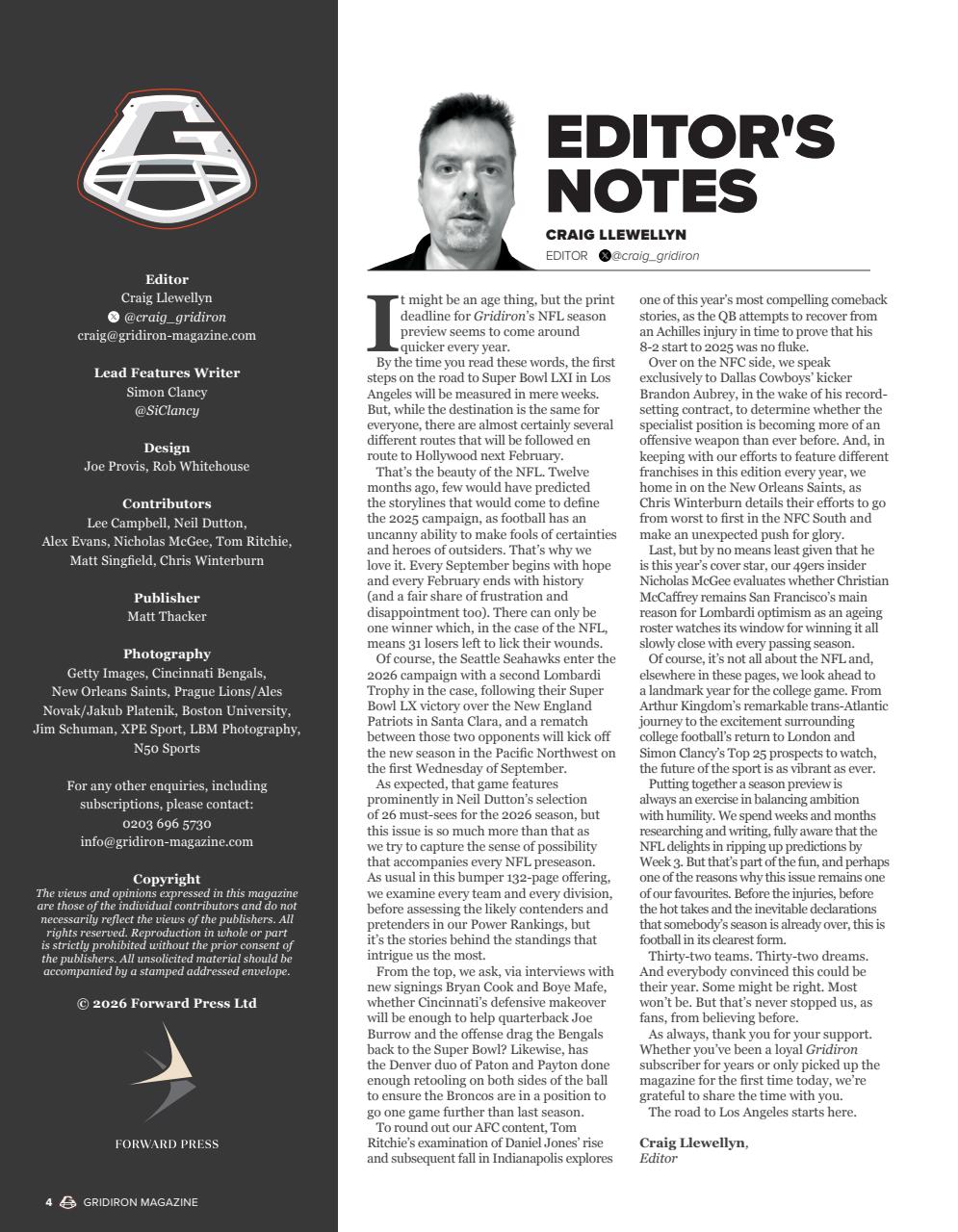 Gridiron Preview Pages