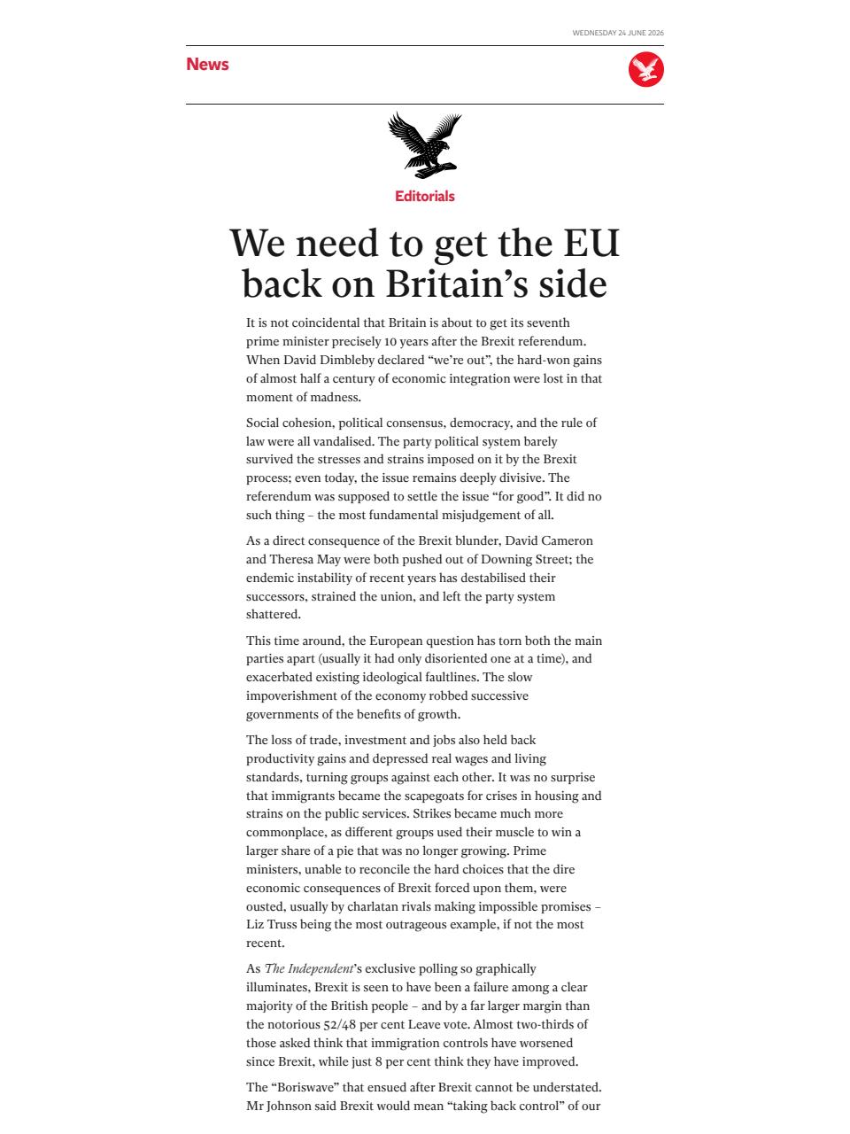 The Independent Daily Edition Newspaper Preview Pages