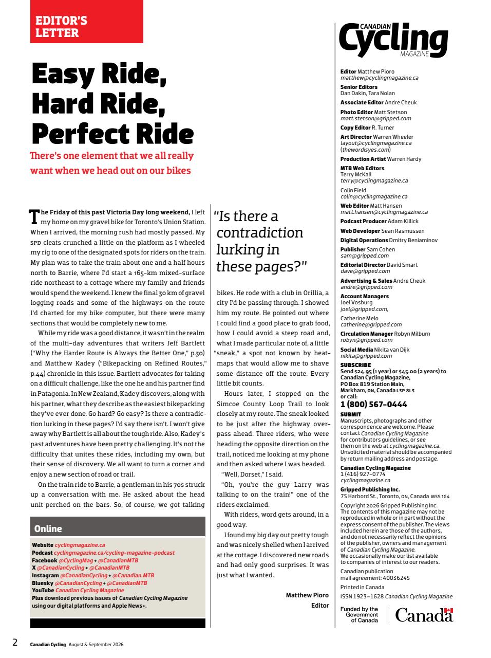 Canadian Cycling Magazine Preview Pages