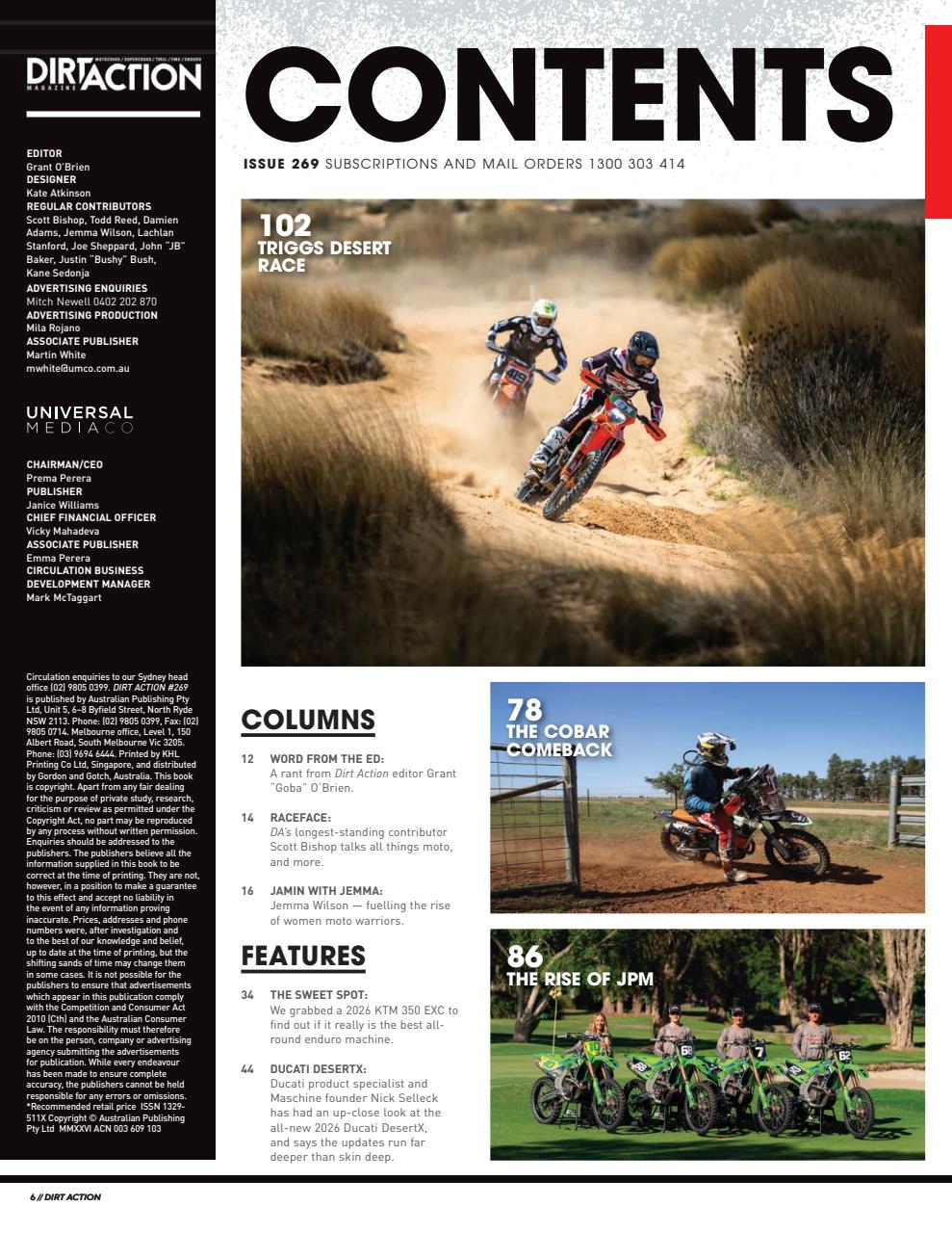 Dirt Action Preview Pages