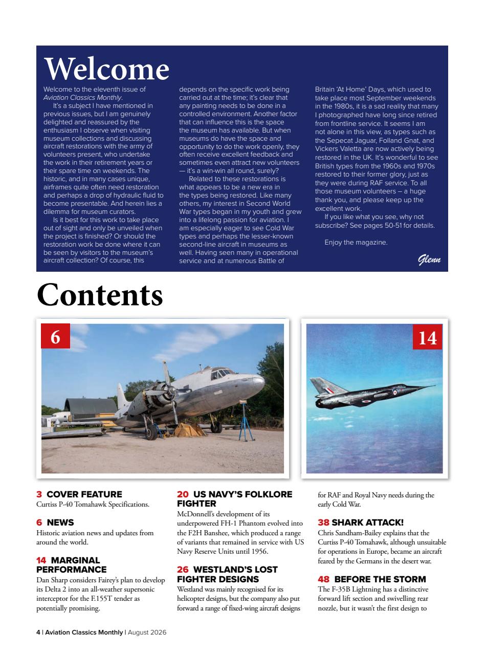 Aviation Classics Monthly Preview Pages