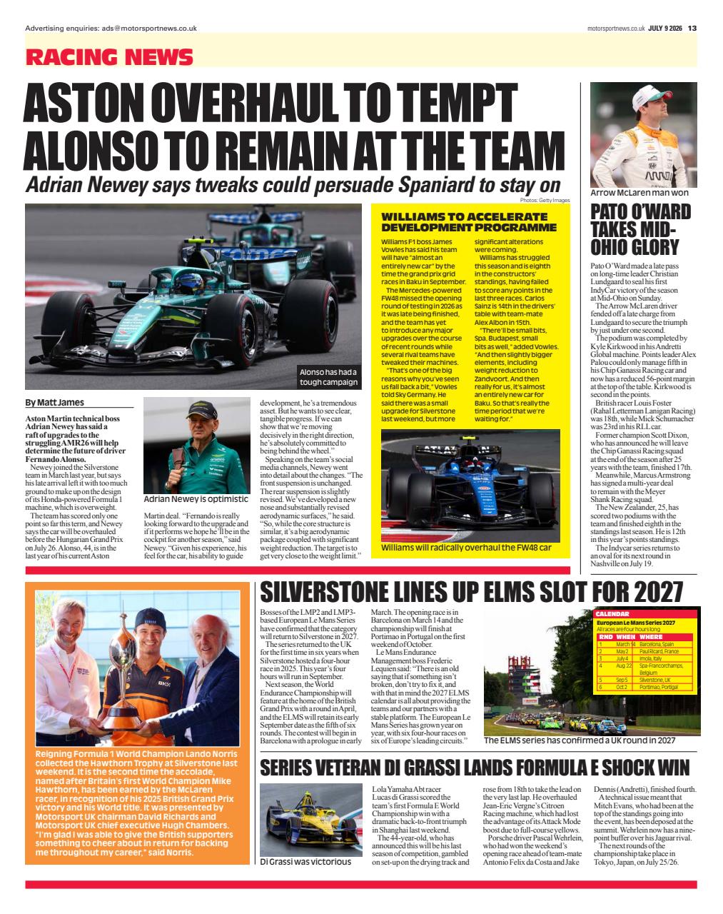 Motorsport News Preview Pages