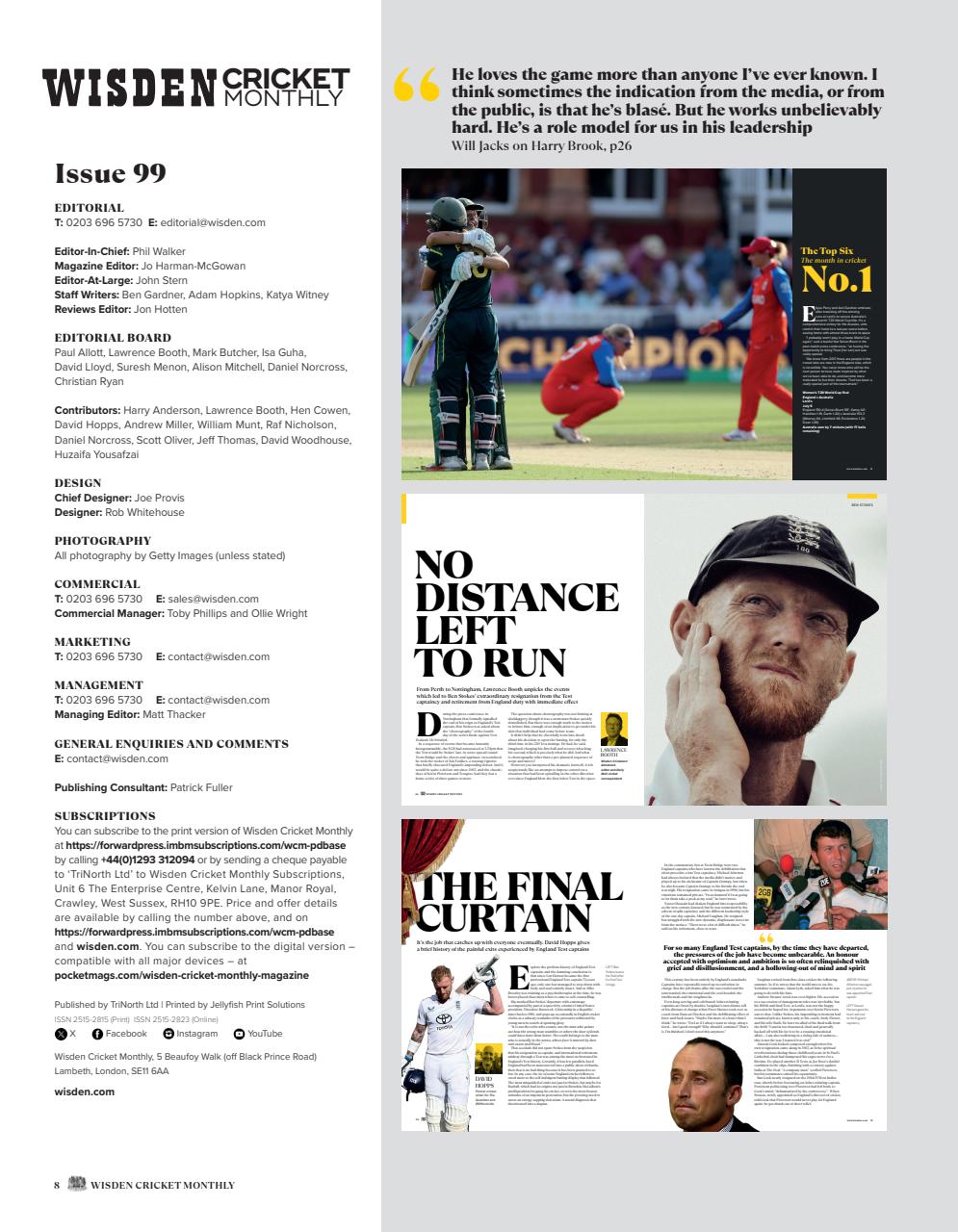 Wisden Cricket Monthly Preview Pages
