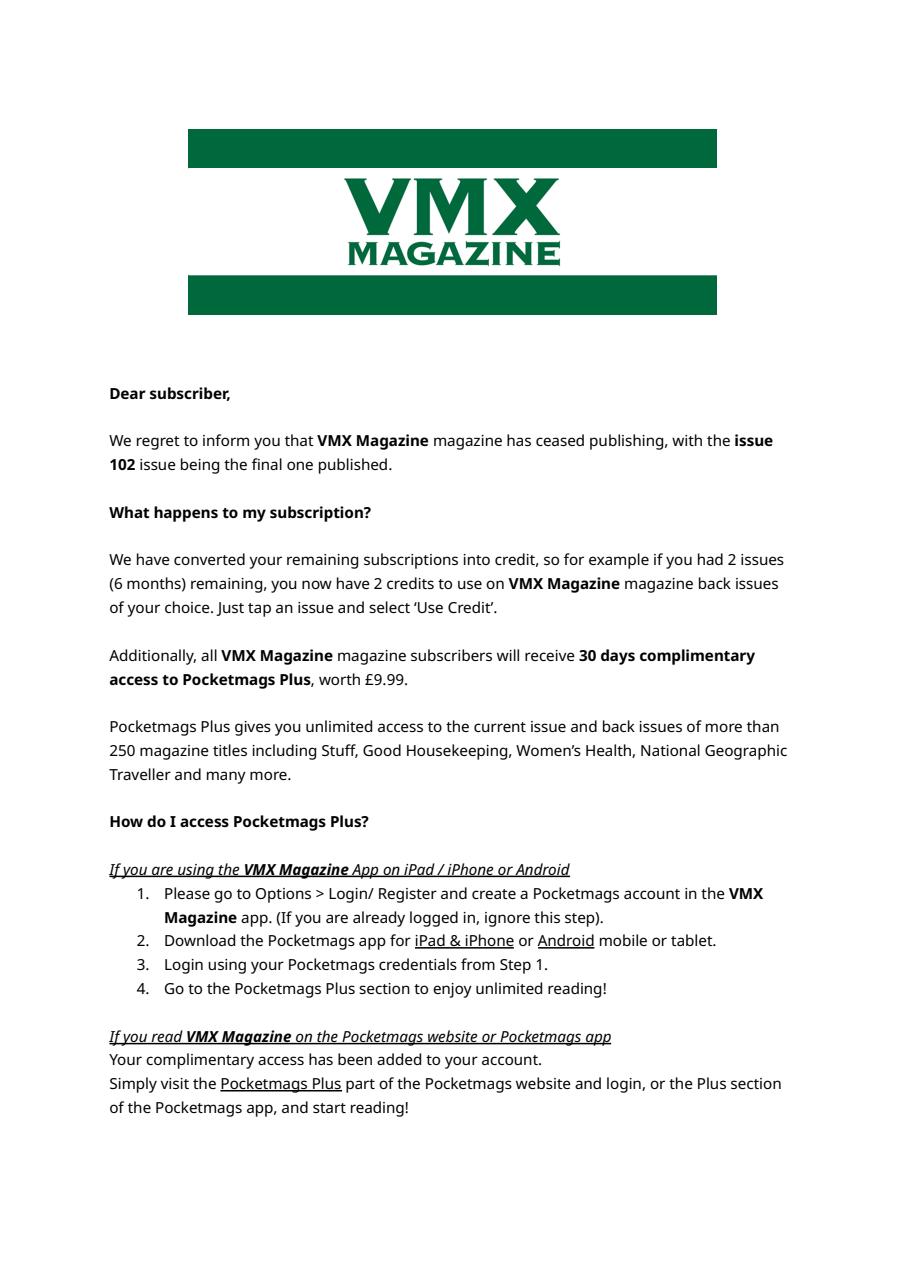 VMX Magazine Preview Pages