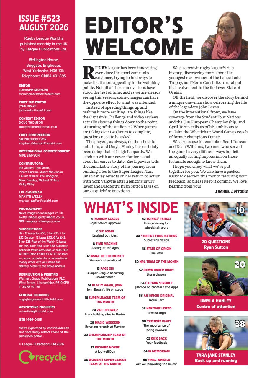Rugby League World Preview Pages