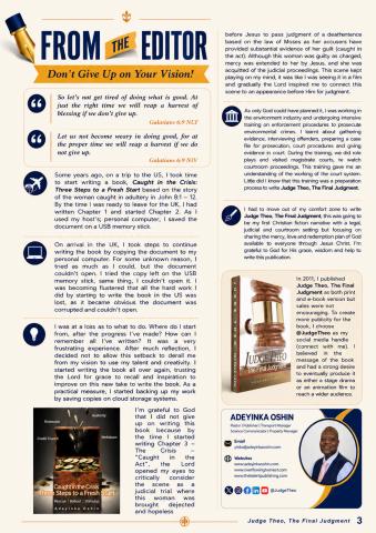 The Talent Publishing issue From The Editor - Judge Theo, the Final Judgment
