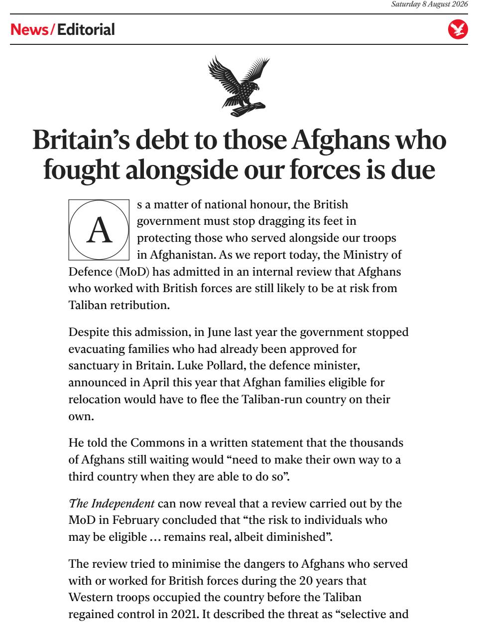 The Independent Daily Edition Newspaper Preview Pages