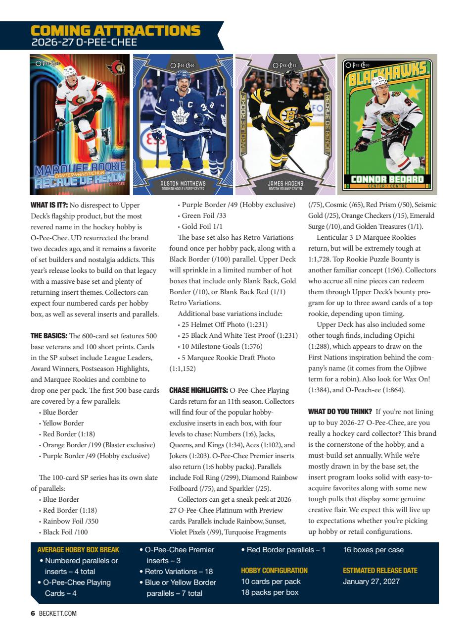 Beckett Hockey Magazine Preview Pages