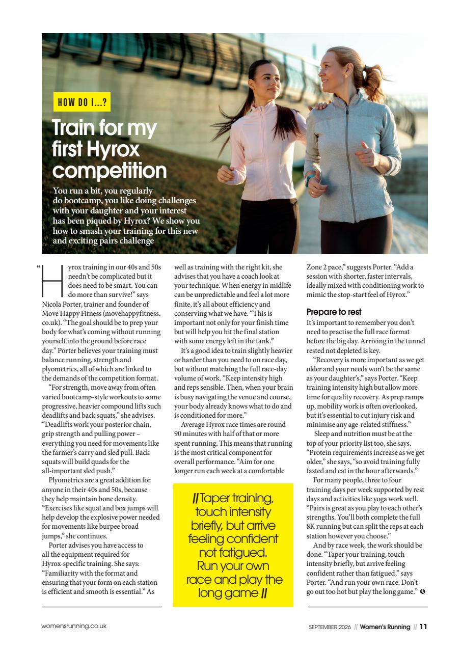 Women’s Running Preview Pages