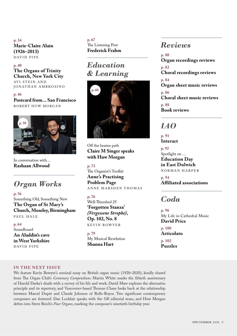 Organists' Review Preview Pages
