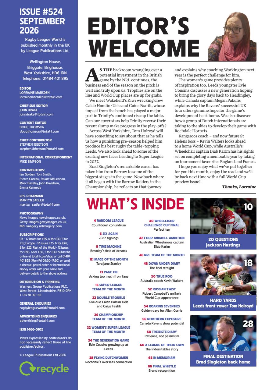 Rugby League World Preview Pages