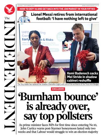 The Independent Daily Edition Newspaper issue Tuesday, 01 September 2026