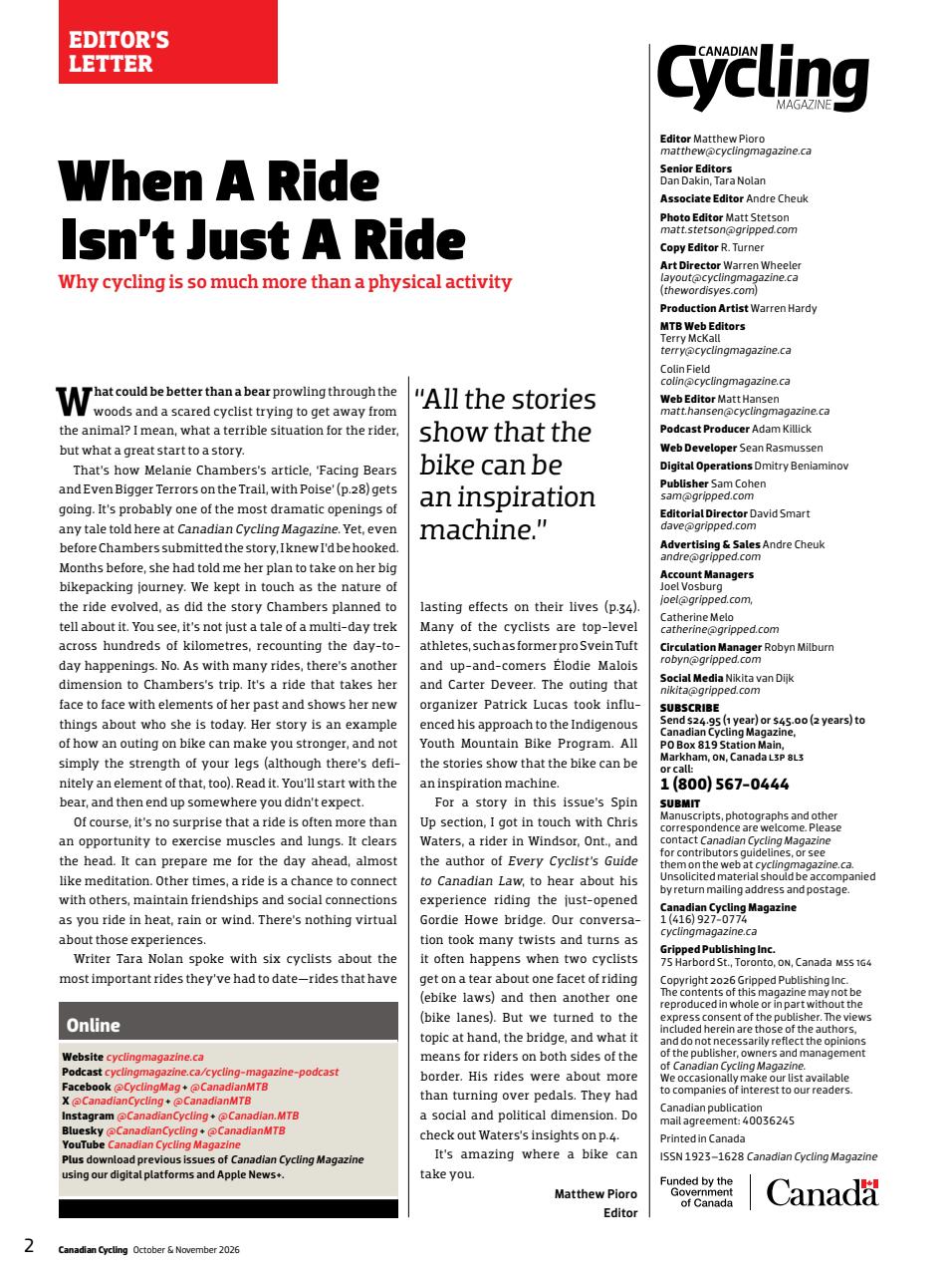 Canadian Cycling Magazine Preview Pages