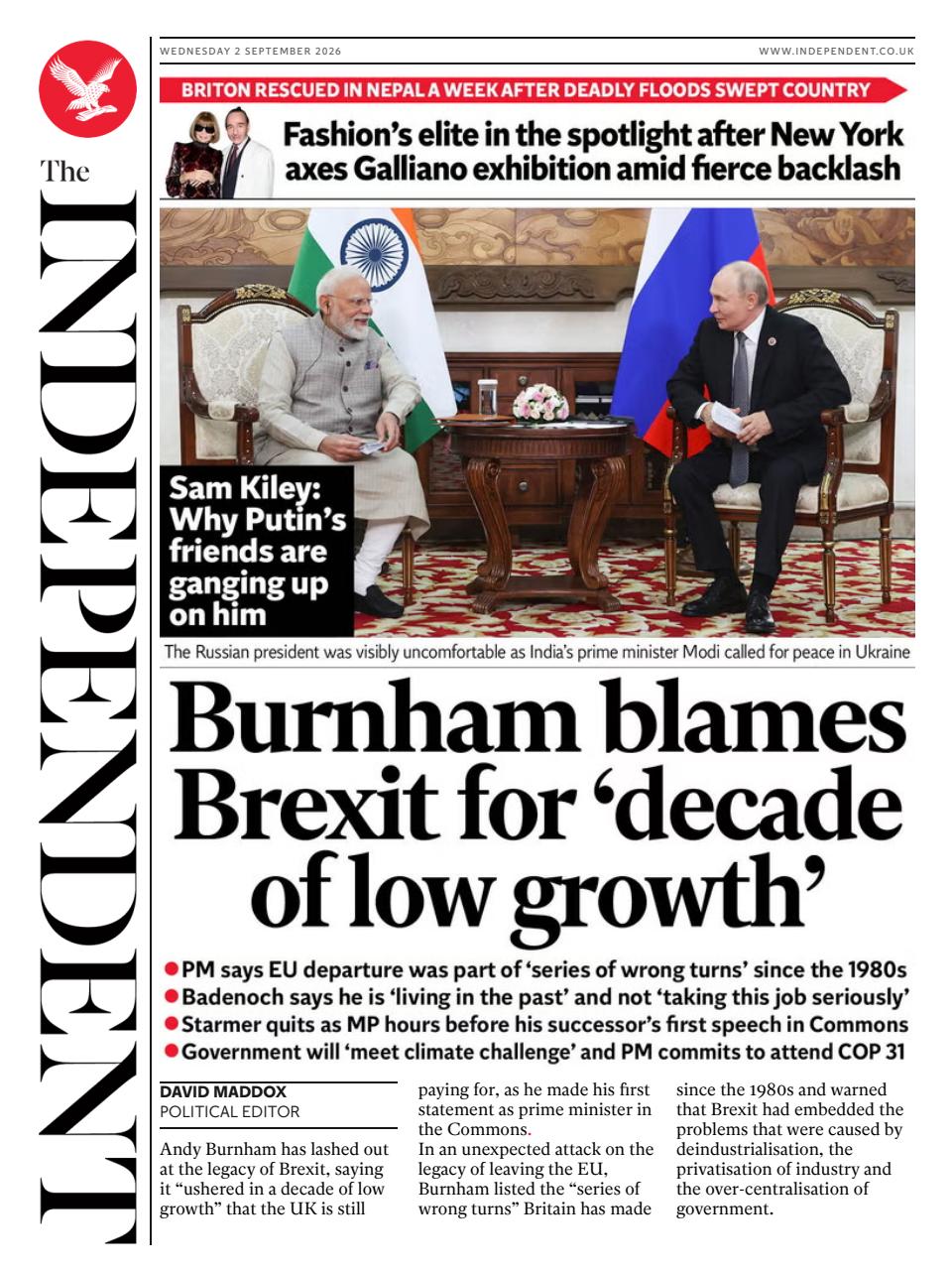 The Independent Daily Edition Newspaper Preview Pages