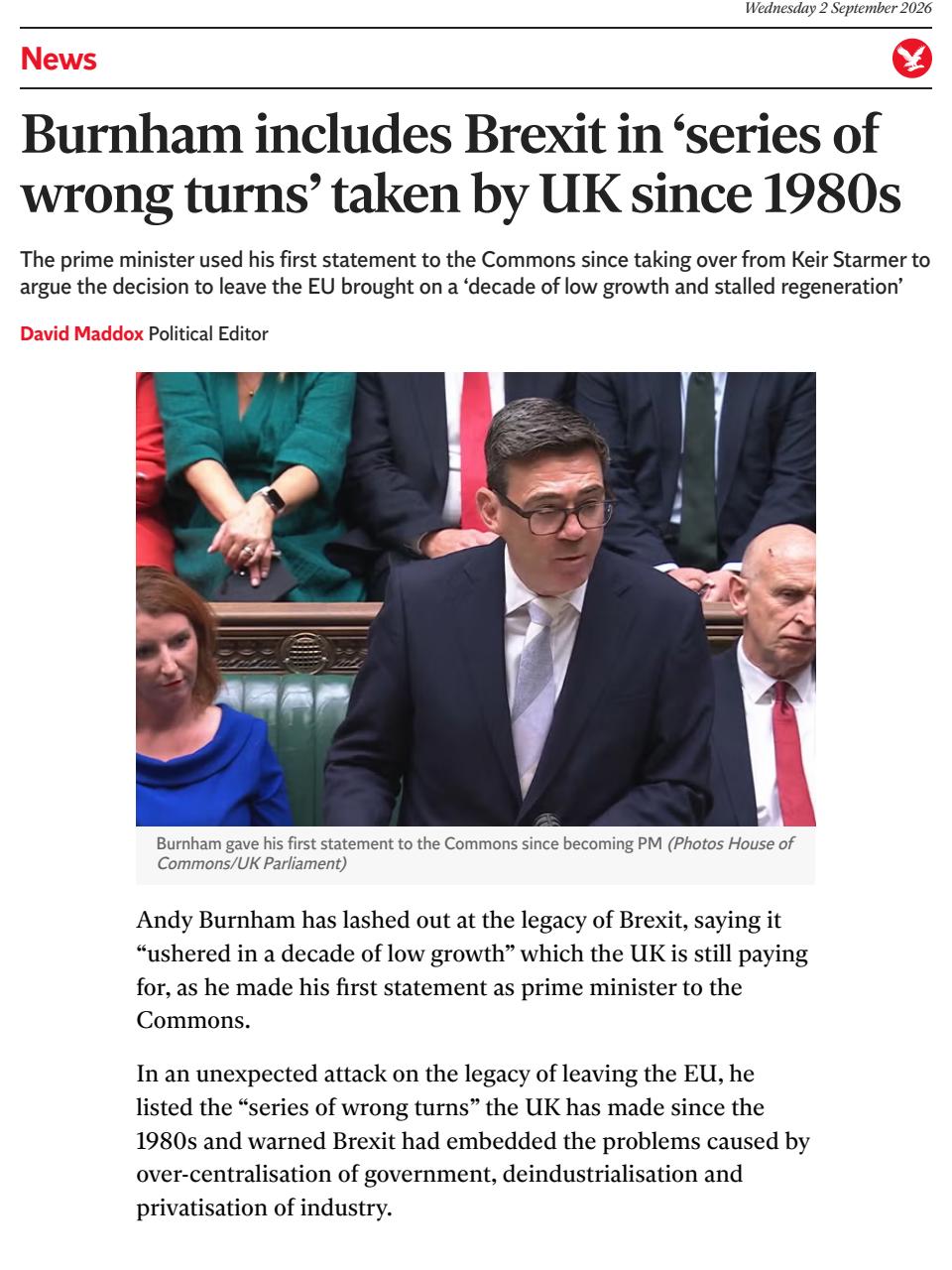 The Independent Daily Edition Newspaper Preview Pages