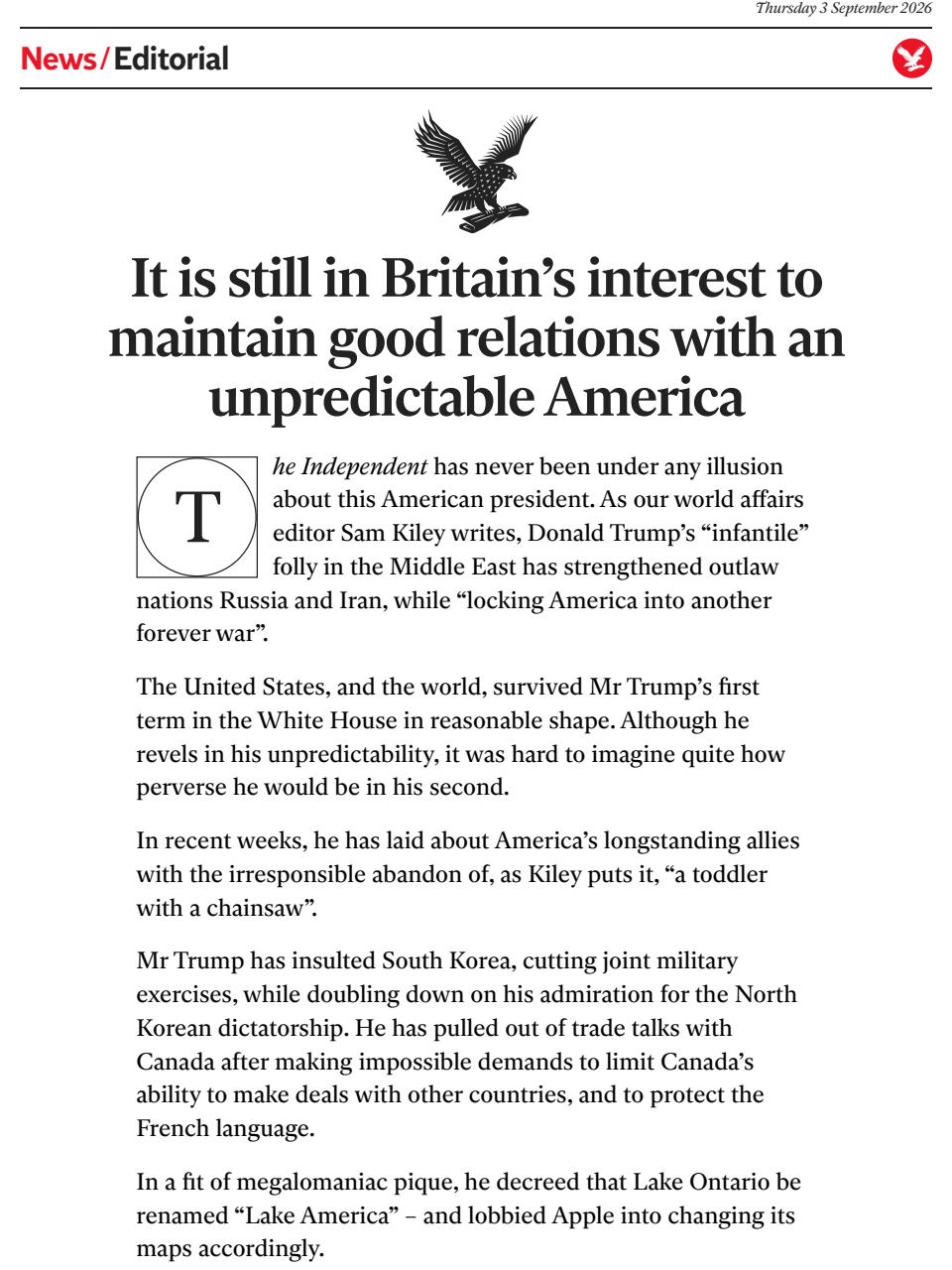 The Independent Daily Edition Newspaper Preview Pages