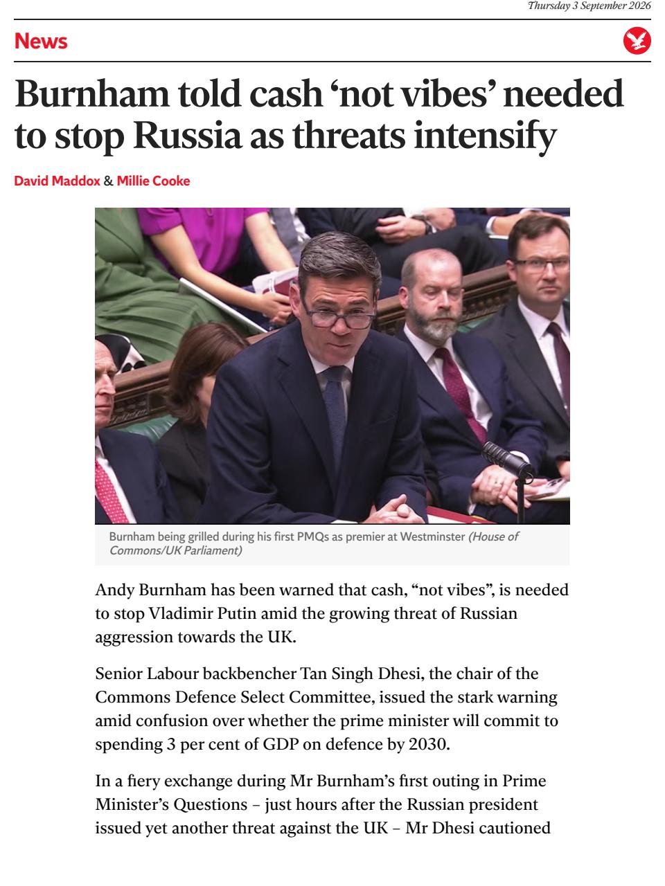 The Independent Daily Edition Newspaper Preview Pages