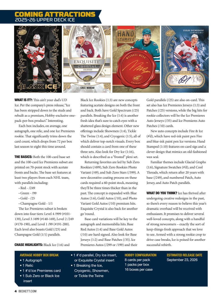 Beckett Hockey Magazine Preview Pages