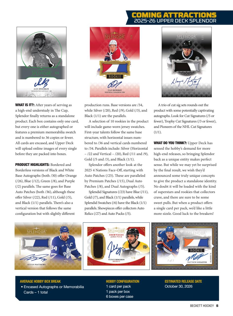 Beckett Hockey Magazine Preview Pages