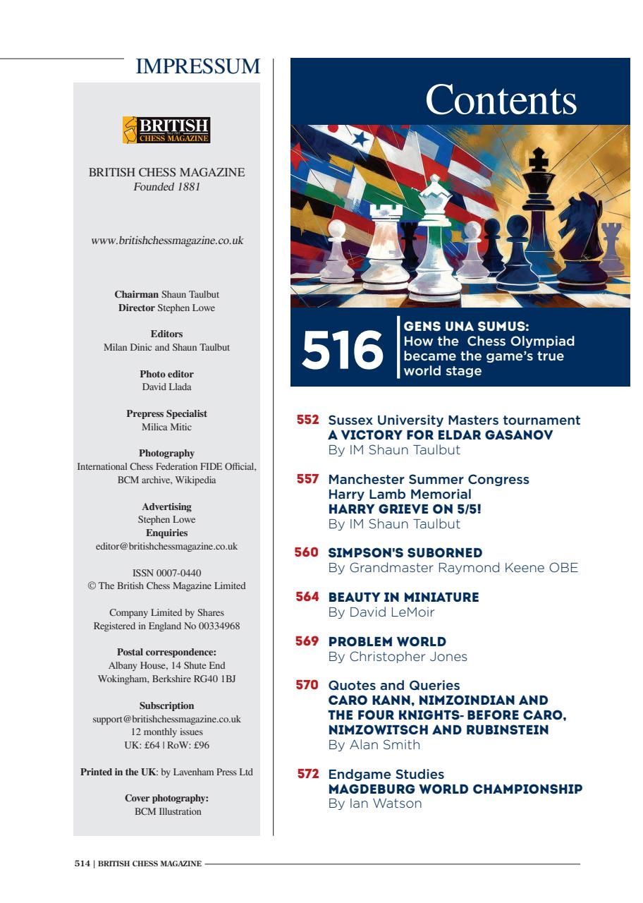 British Chess Magazine Preview Pages