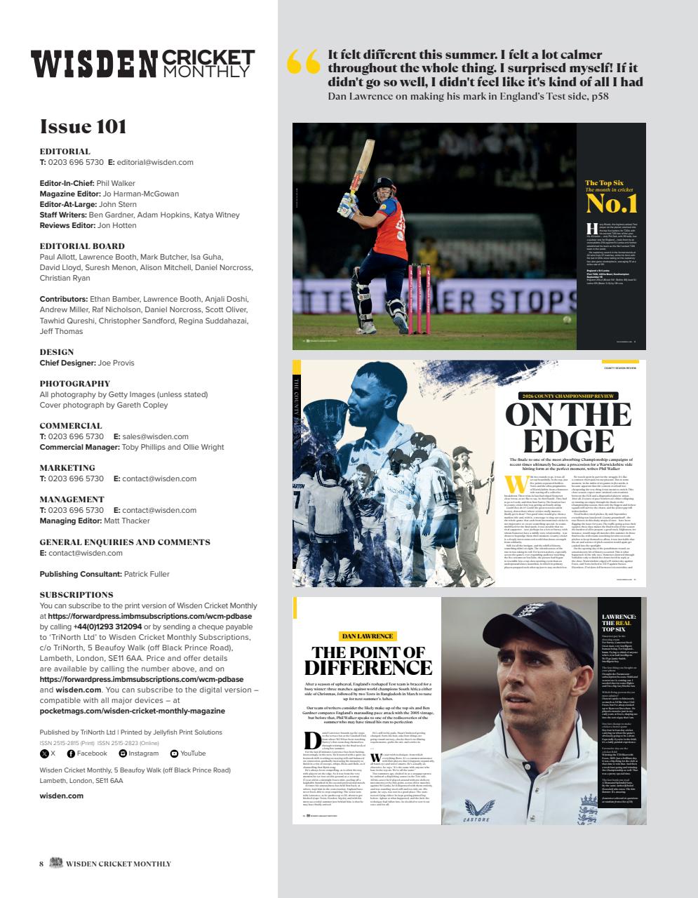 Wisden Cricket Monthly Preview Pages