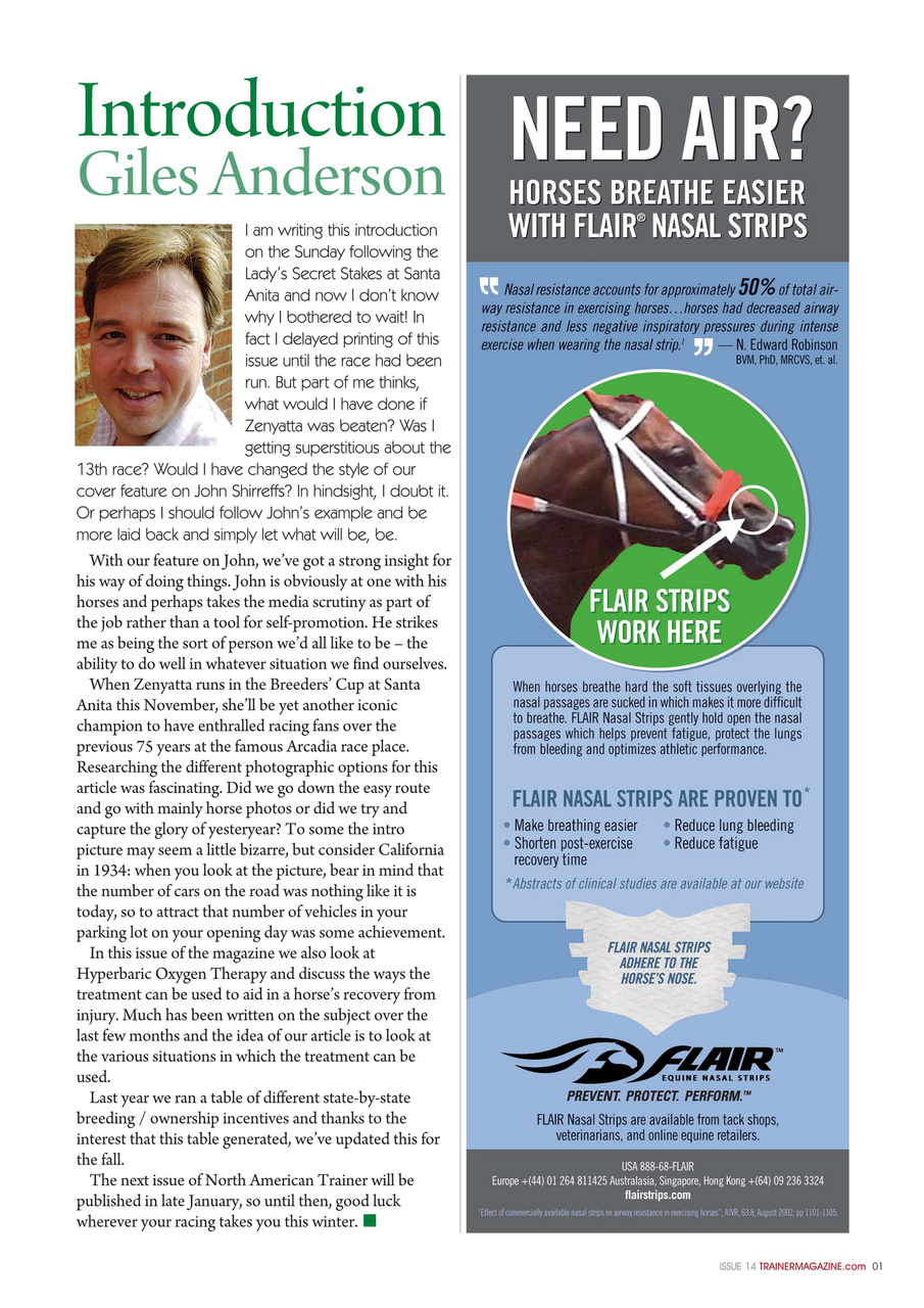 North American Trainer Magazine - horse racing Preview Pages
