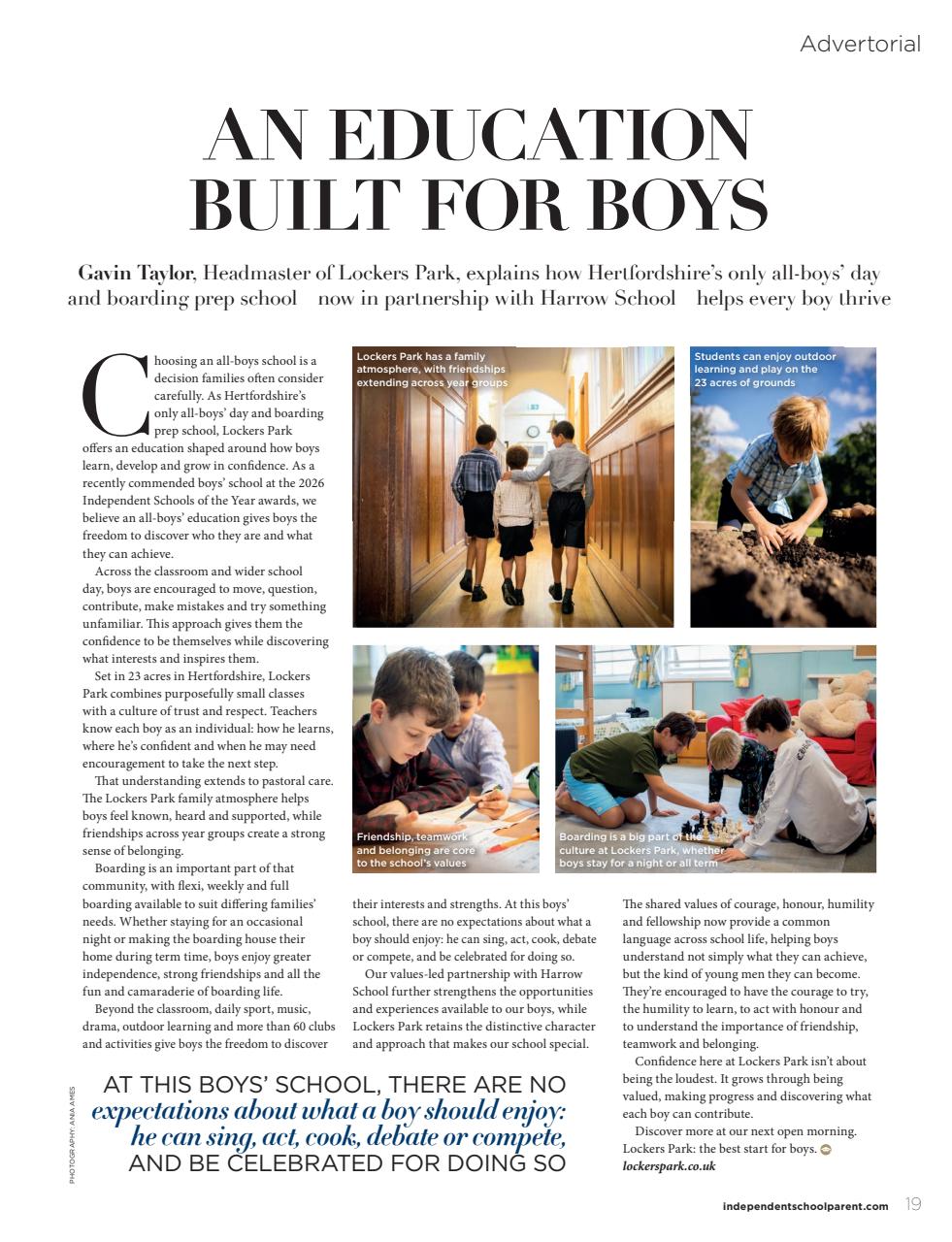 Independent School Parent Preview Pages