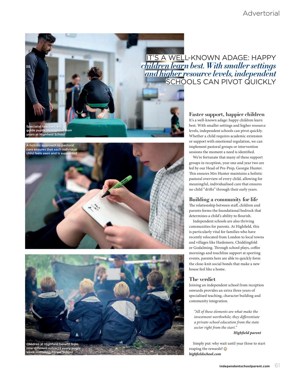 Independent School Parent Preview Pages
