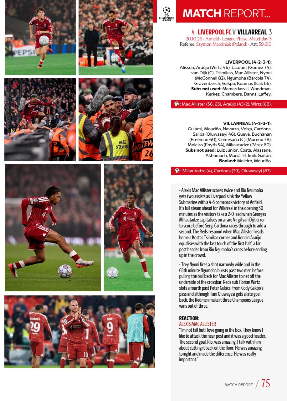 Liverpool FC Programmes Preview Pages