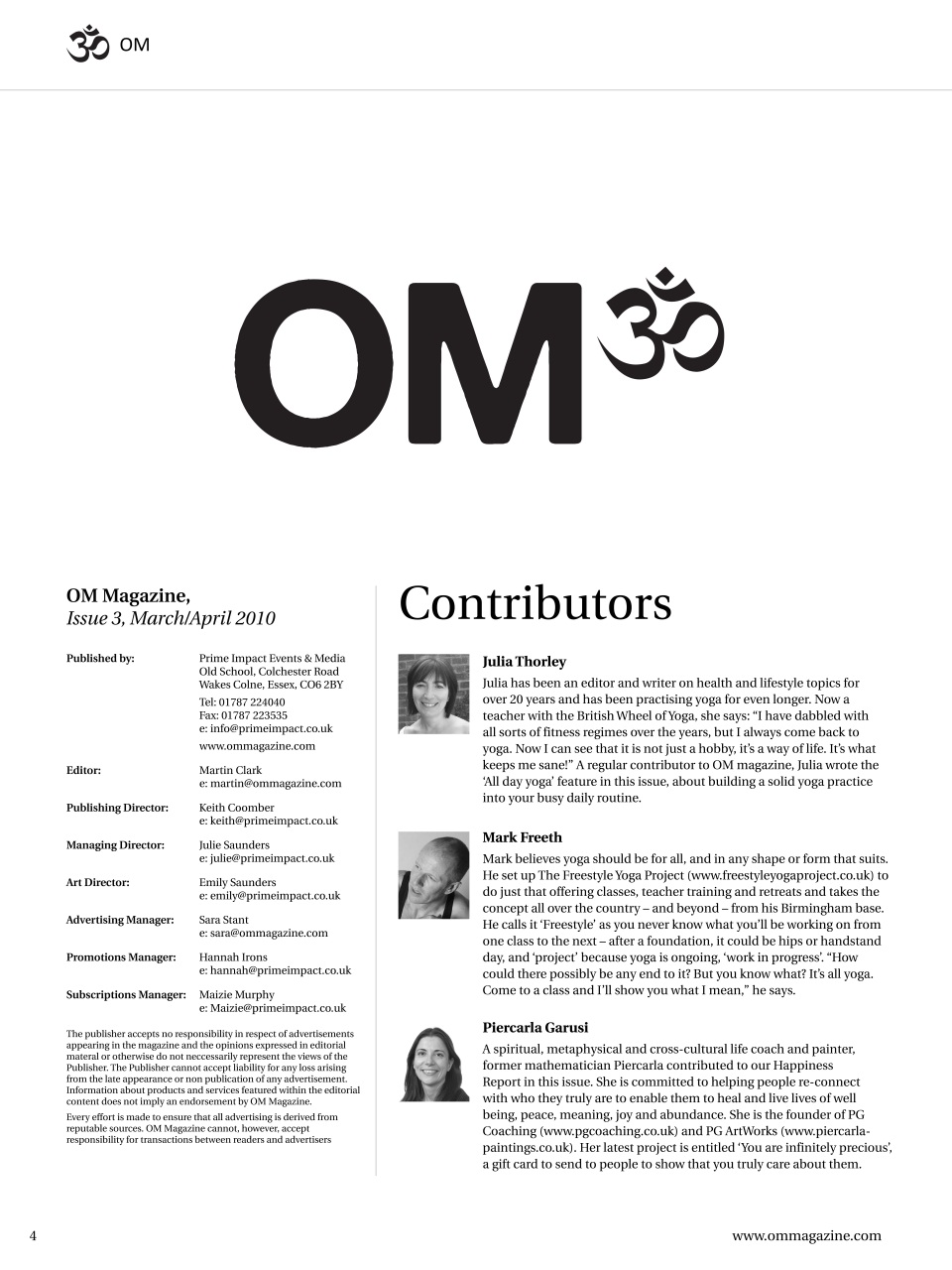 OM Yoga Magazine Preview Pages