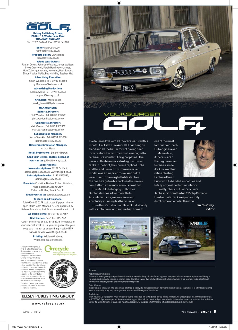Volkswagen Golf + Preview Pages