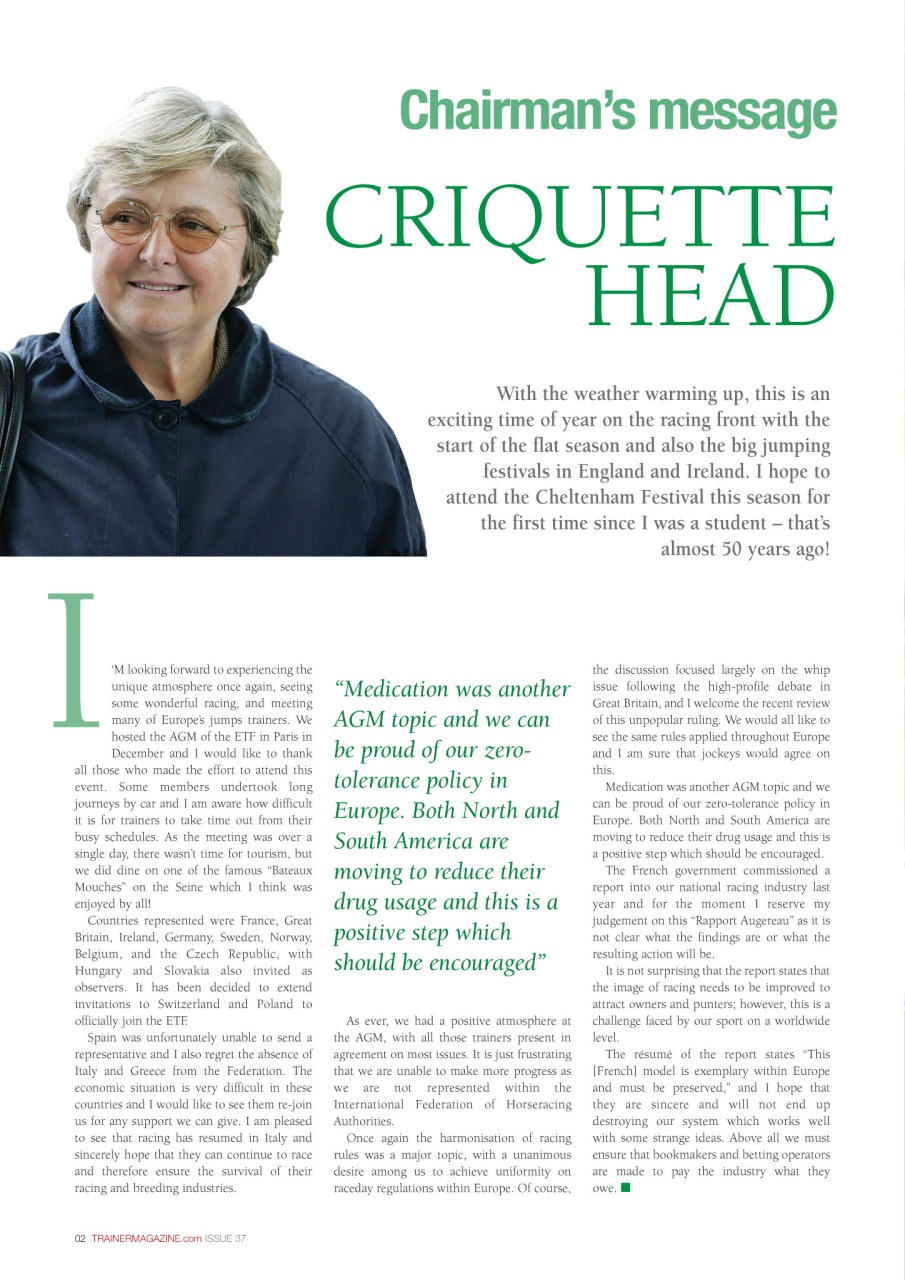 European Trainer Magazine - horse racing Preview Pages