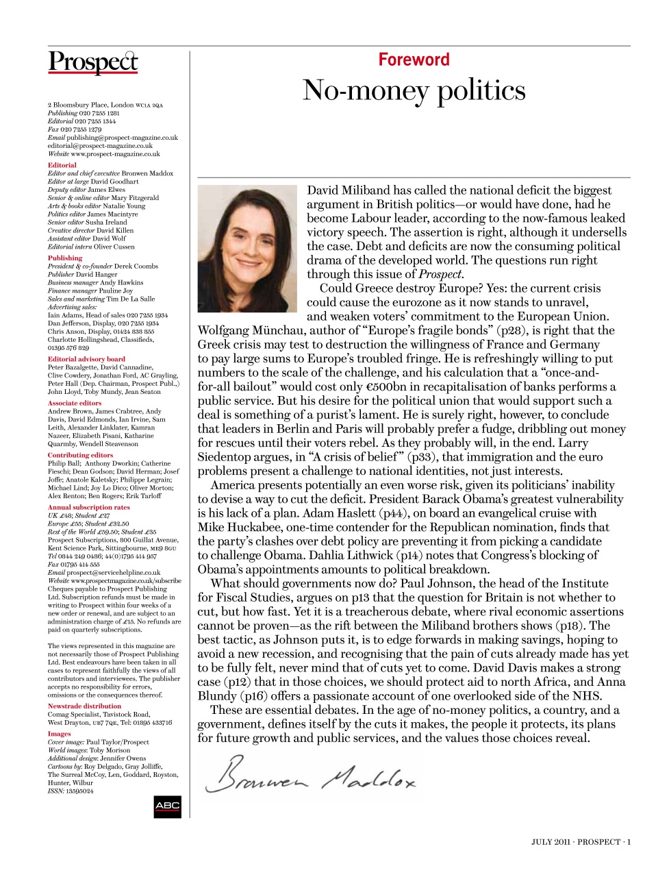 Prospect Magazine Preview Pages