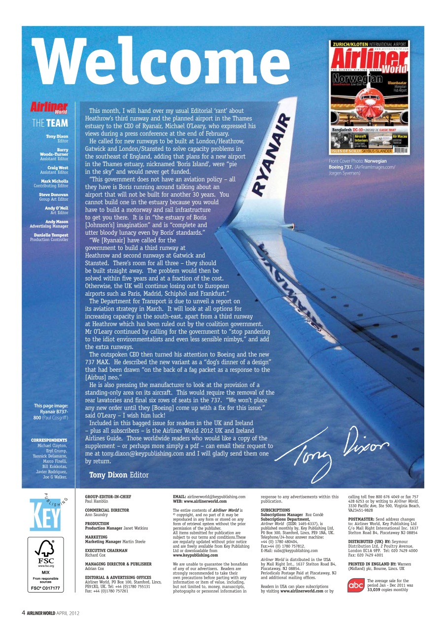 Airliner World Preview Pages